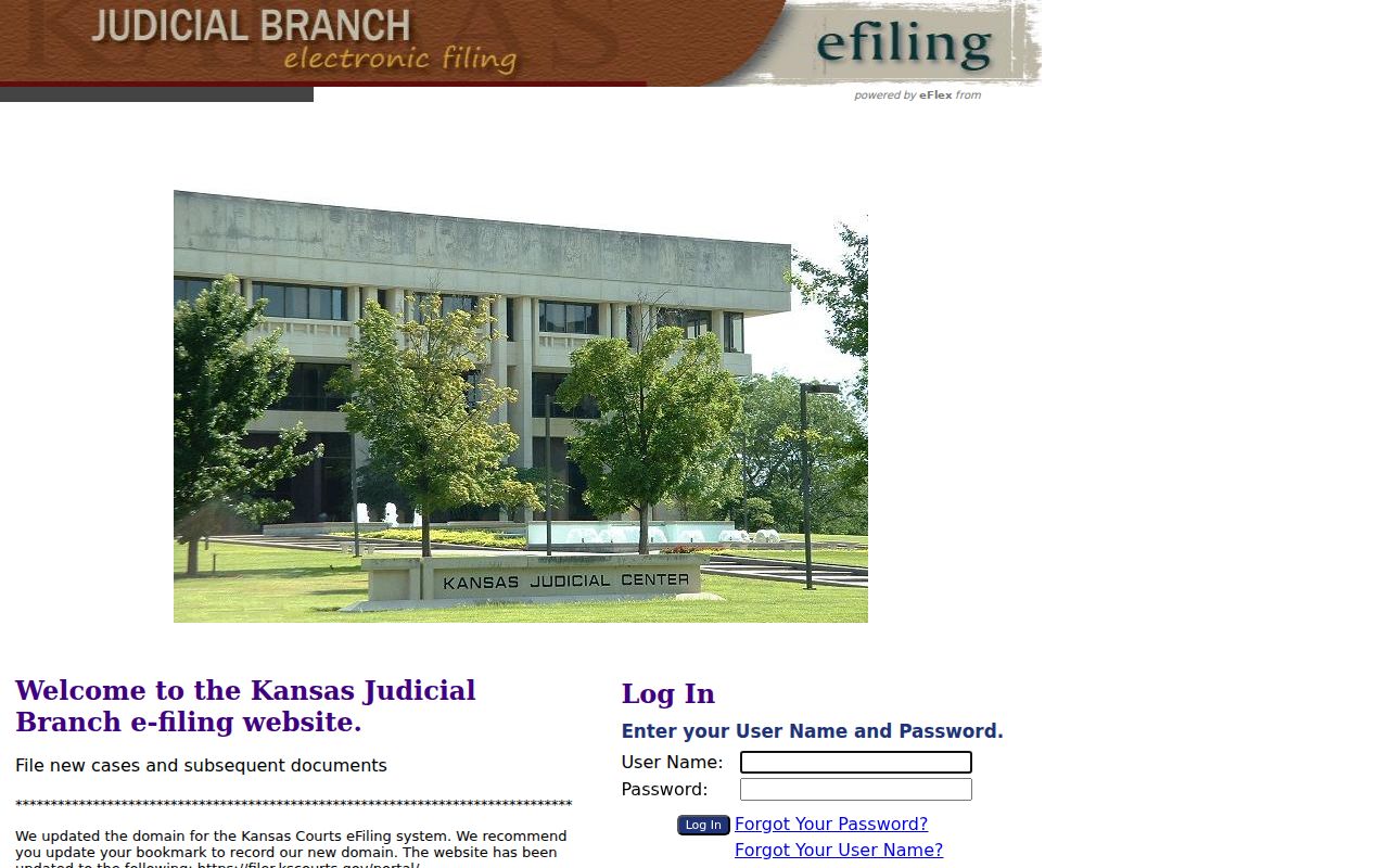 Kansas eFlex electronic filing login for court users