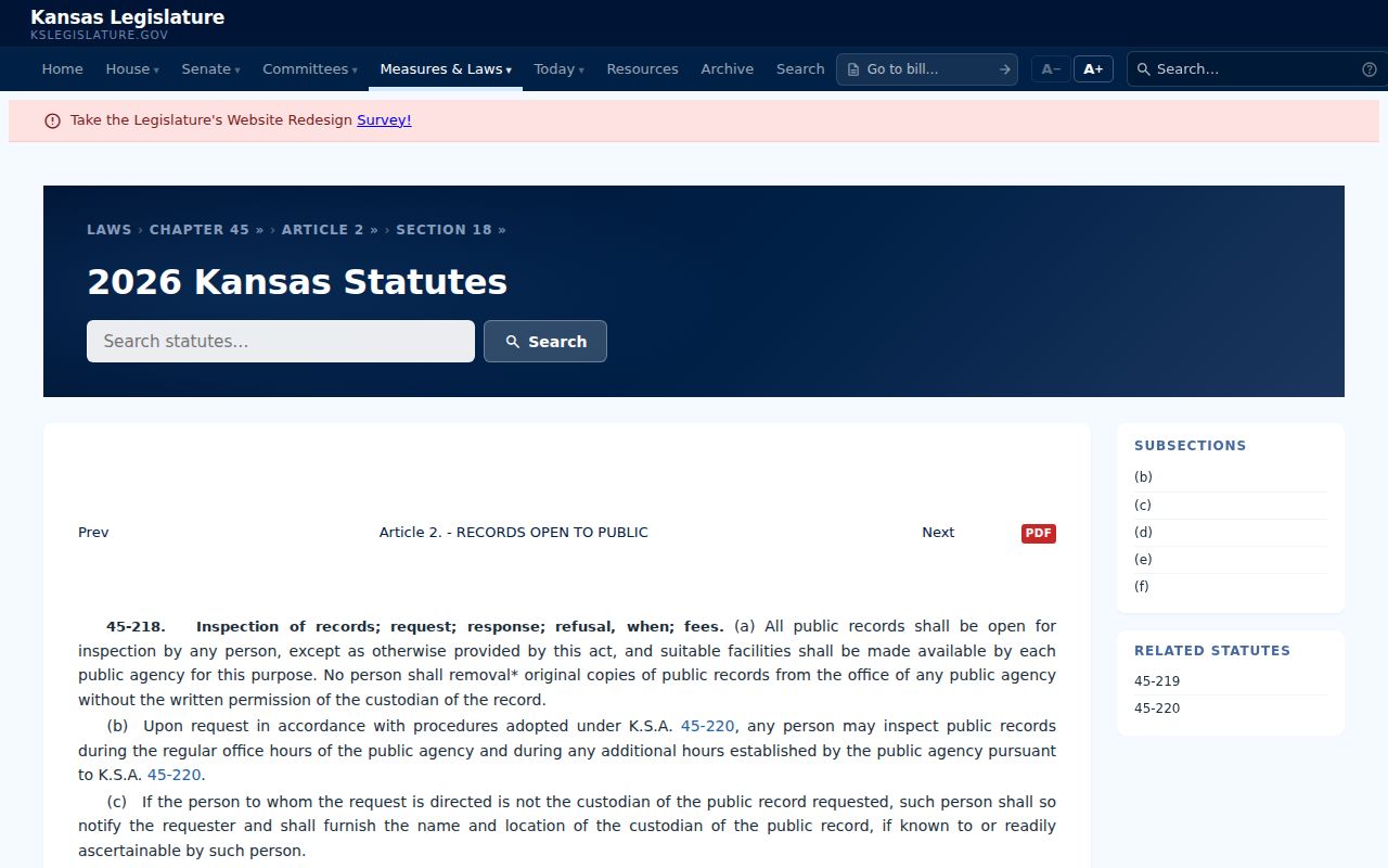Jackson County court record access timing under K.S.A. 45-218