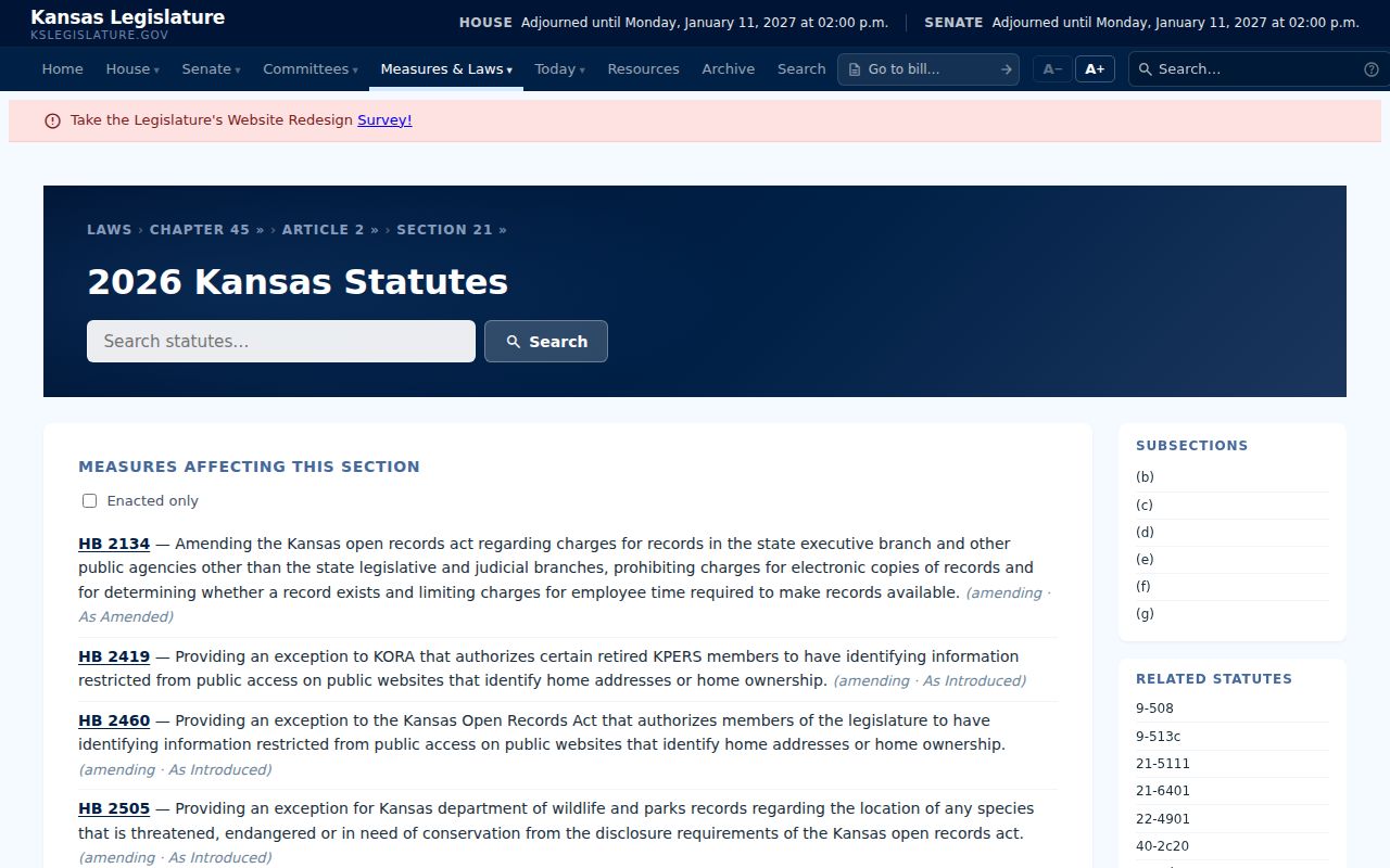 Jackson County court record exceptions under K.S.A. 45-221