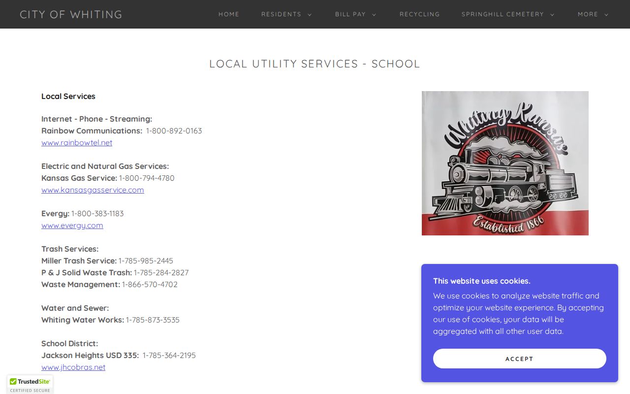 Whiting residents contact page and message form