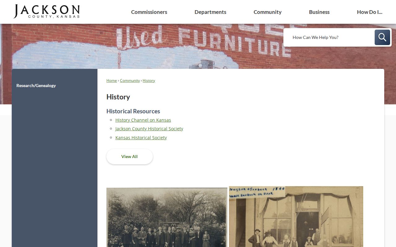 Jackson County history page with courthouse context