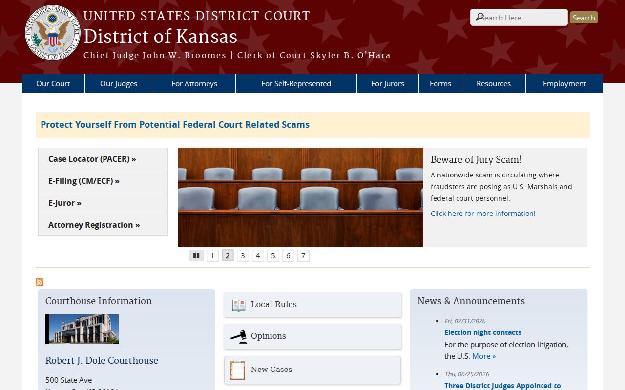United States District Court for the District of Kansas website